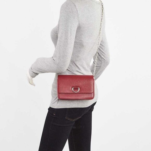 Burberry Red Leather Wallet On Chain D-Ring Crossbody Bag - Picture 3 of 10